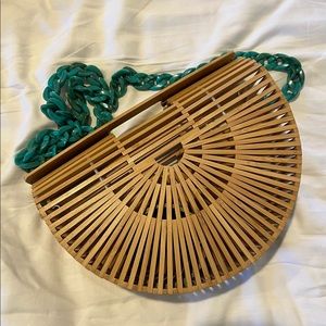 Bamboo half moon clutch